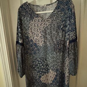 Westport Blue and Gray Paisley Dress - size XS (full fit)